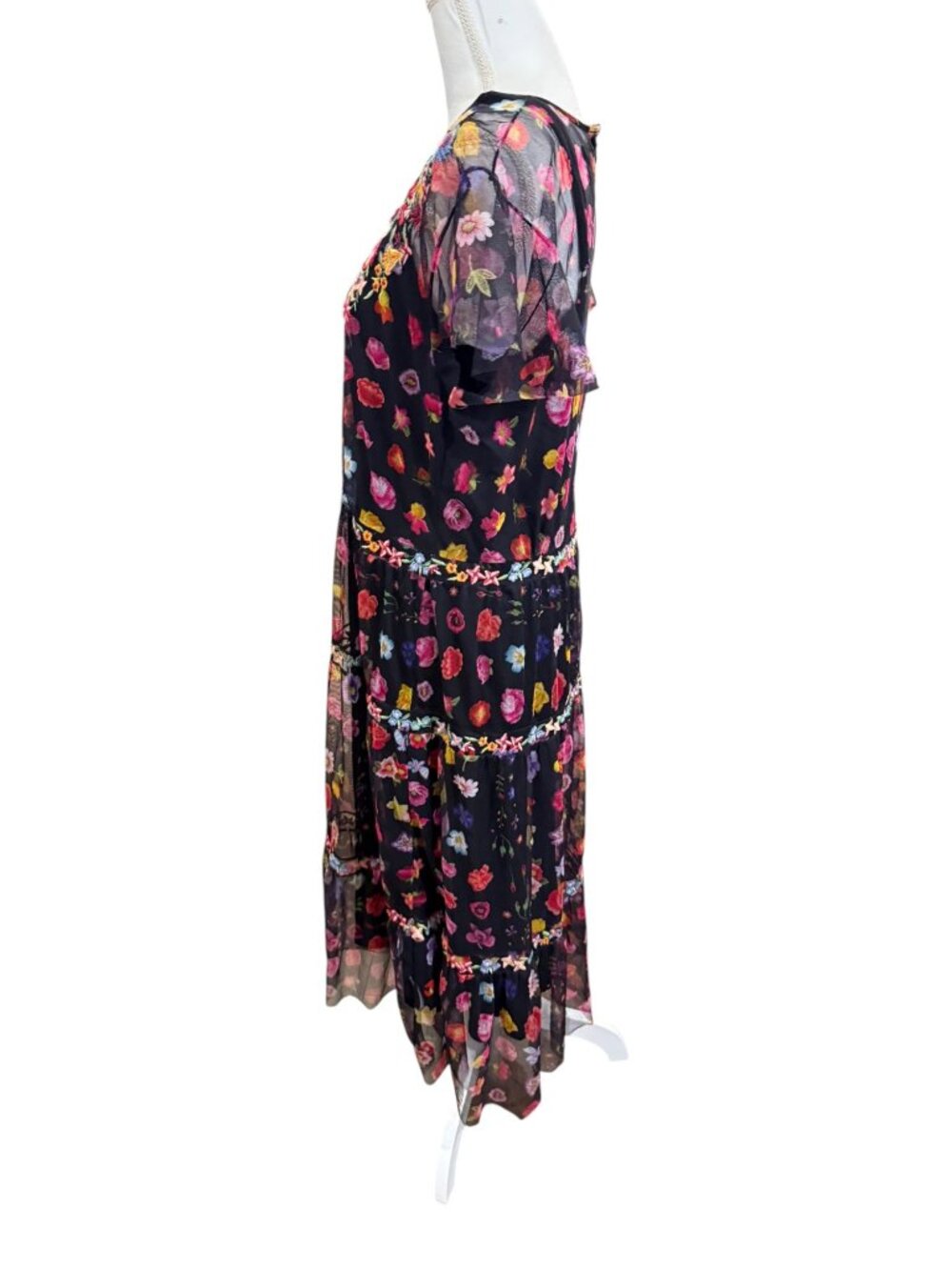 Johnny Was Biya RHEIA TIERED MESH DRESS Large - Picture 3 of 4